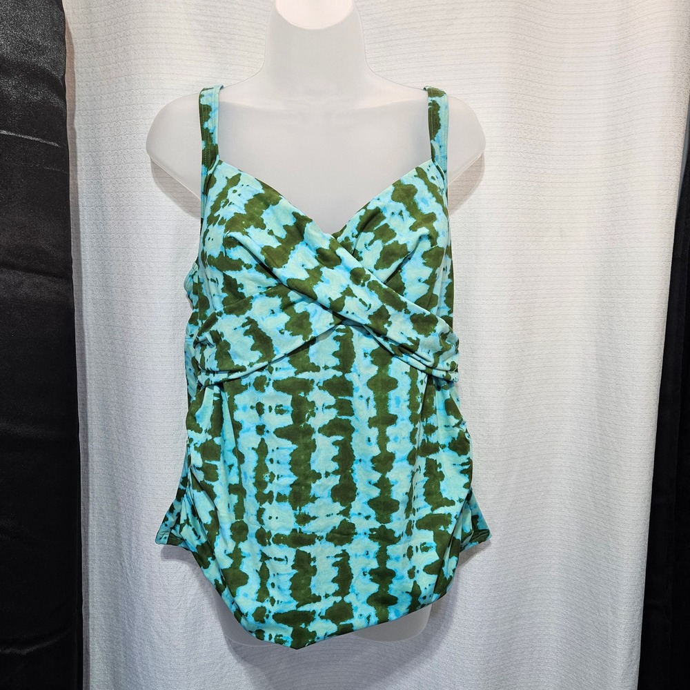 Lot of 2 Women's Tankini Swimsuit Tops Sz 16 Tie Dye vacation beach cruise